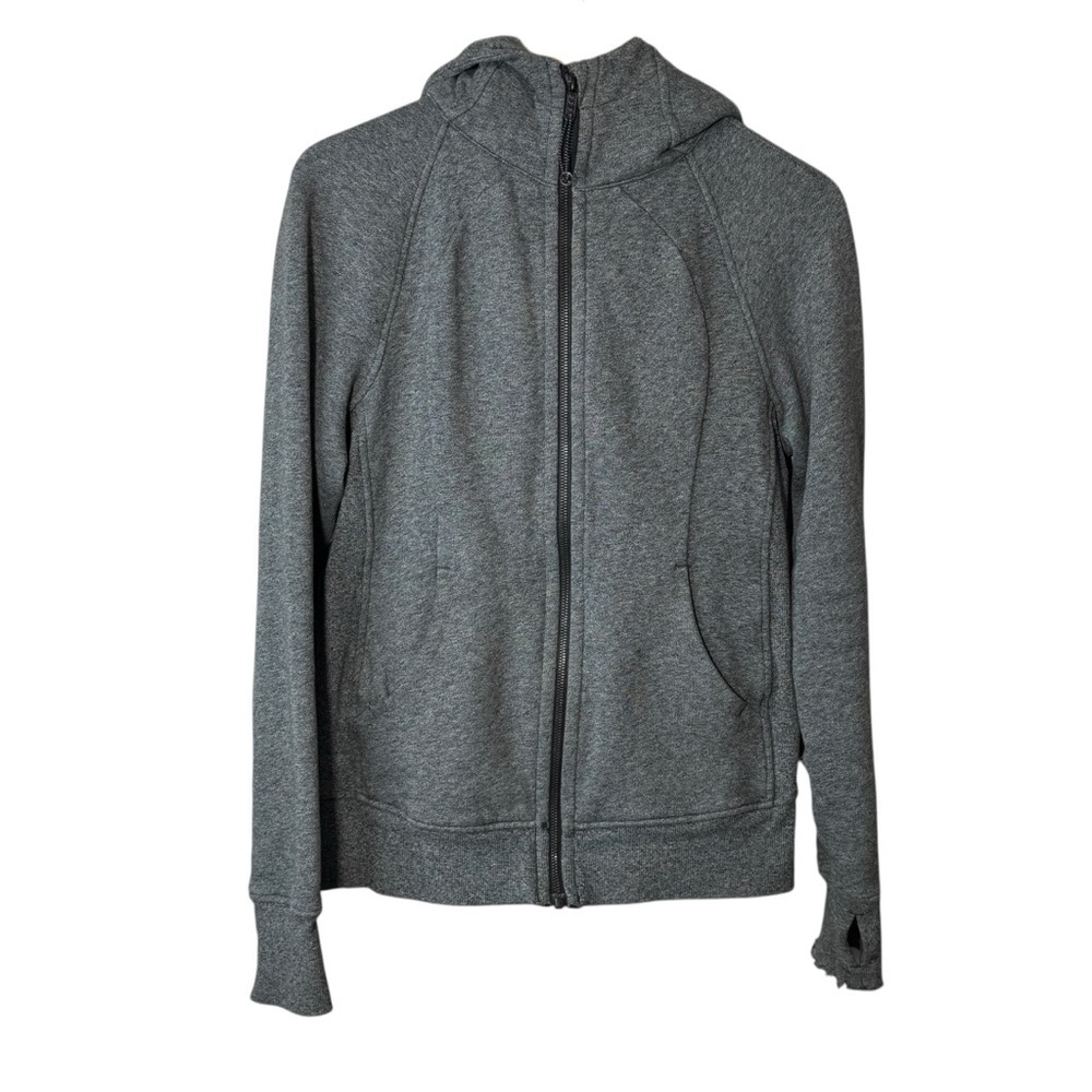 Lululemon Grey Hooded Full Zip Sweater Size 8 FLAWED